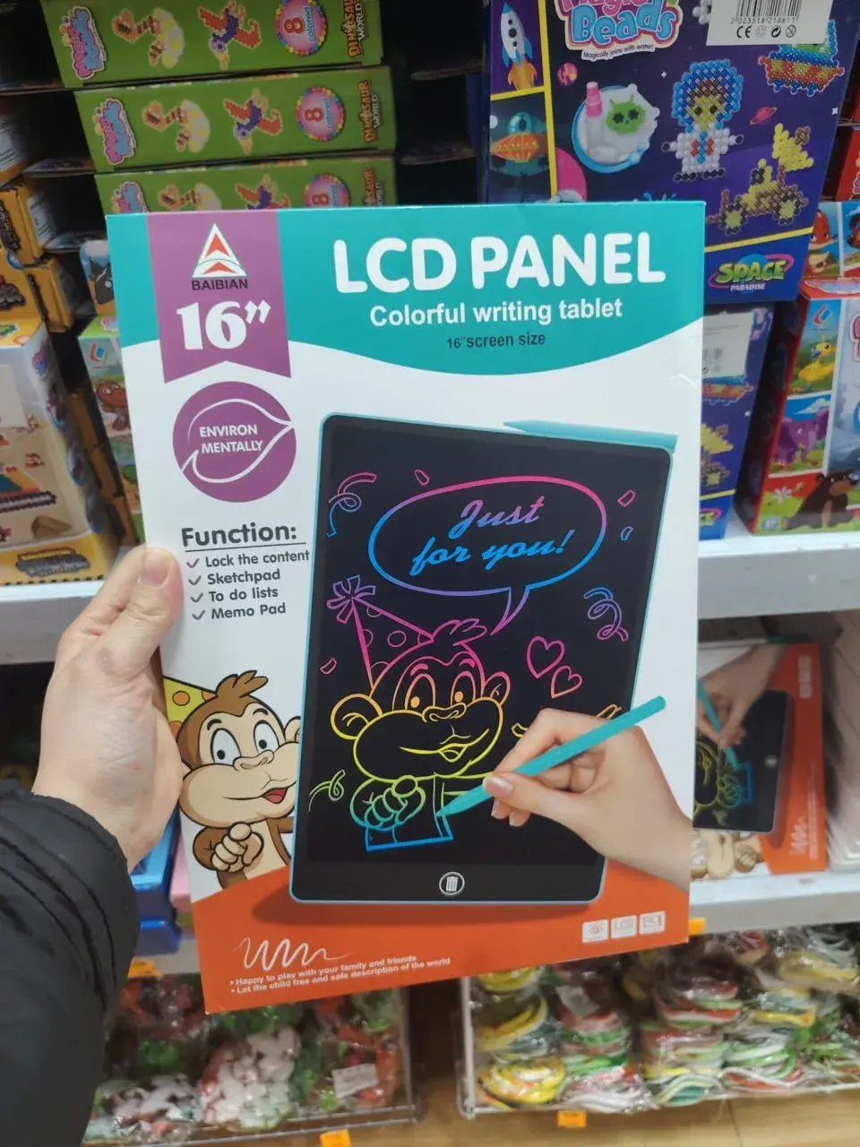 Tablet LCD Panel 16" Kolorowy Znikopis BAIBIAN dla Dzieci