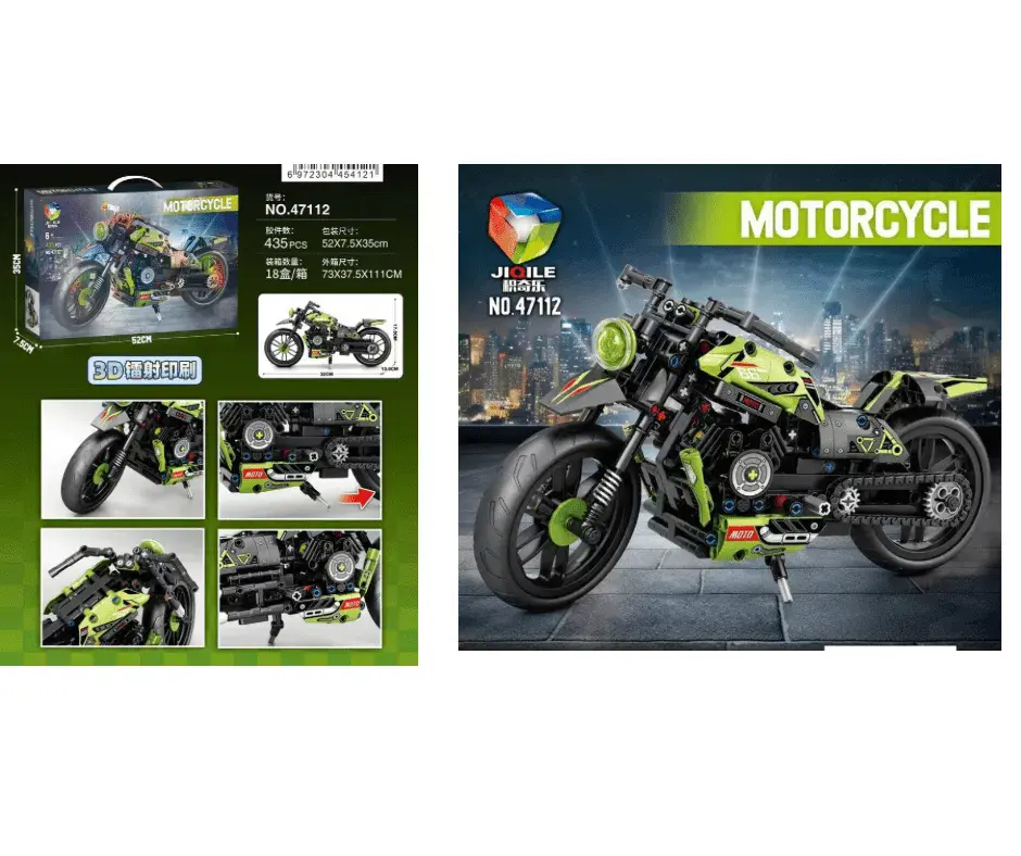 Klocki Motocykl 435PCS JIQILE Zielony Model Konstrukcyjny NO4712