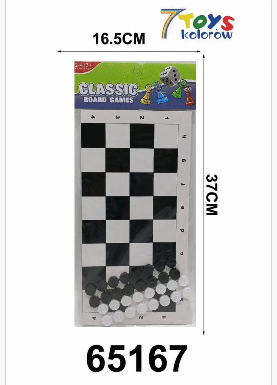 Gra Warcaby Classic Board Game 16,5x37cm, Zestaw 12 szt.