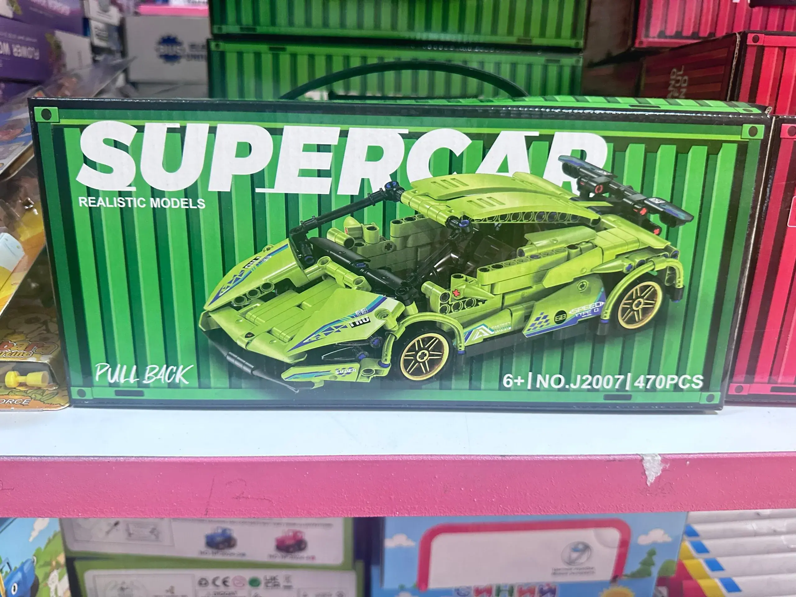 Klocki Super Car Zielony 470PCS Napęd Pull Back J2007