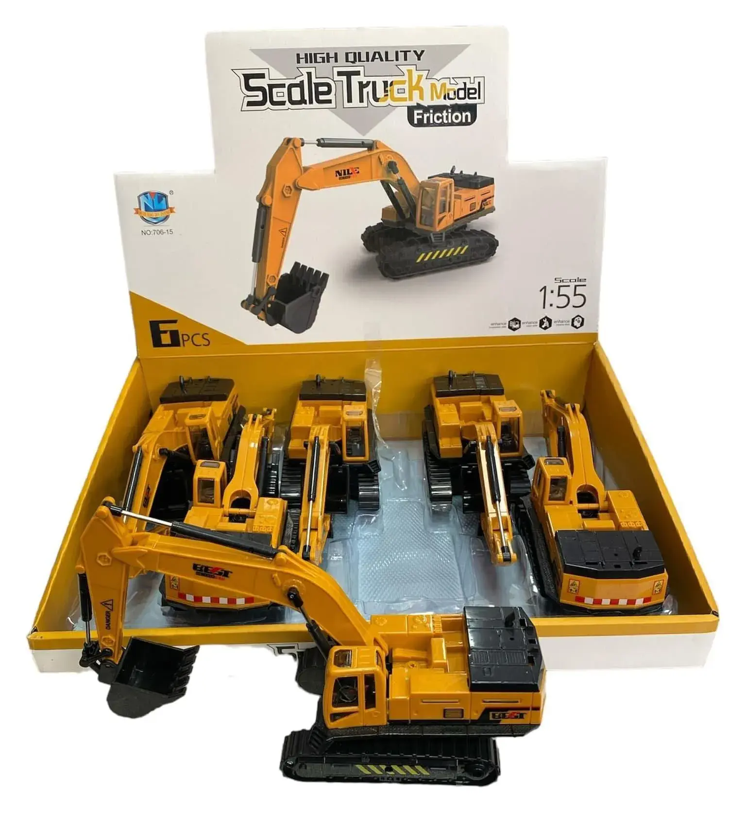 Samochód Scale Truck Koparka 1:55 Napęd Friction 6 szt.