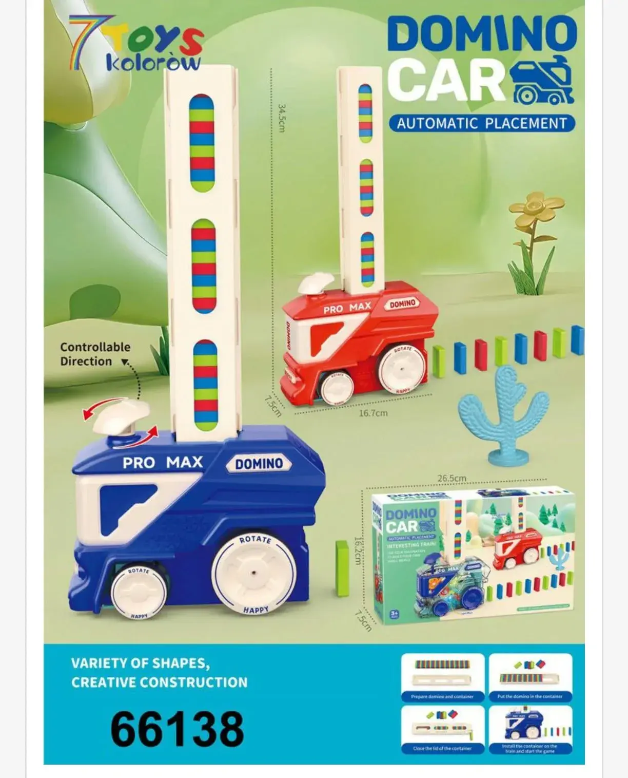 Lokomotywa Pociąg Domino Car Automat 16,7cm - 6 szt. Mix