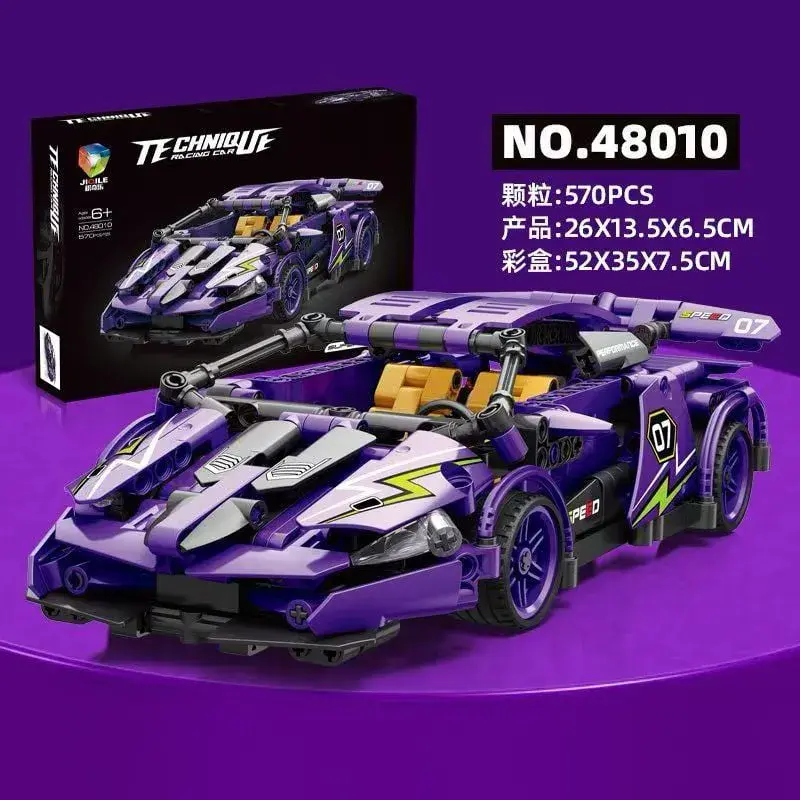 Klocki Samochód Wyścigowy 570PCS Technic Fioletowy JIOILE