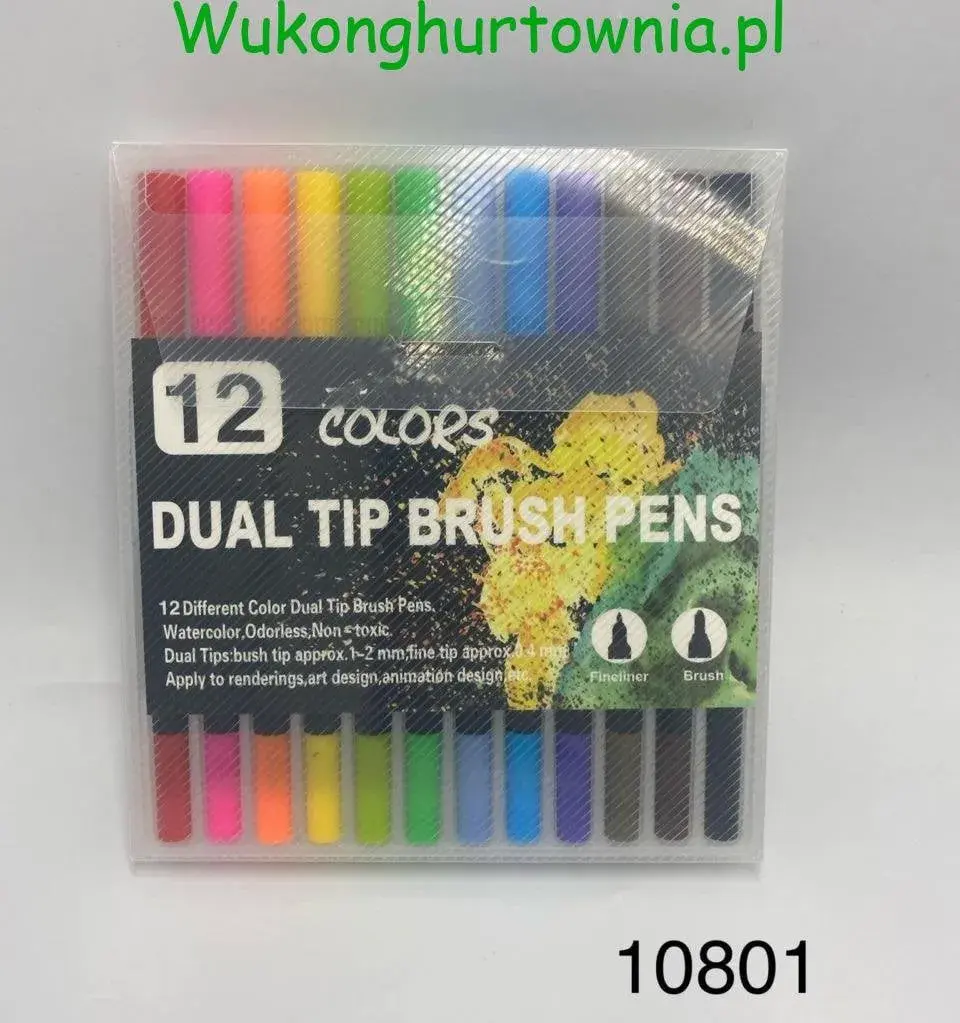 Pisaki dwustronne Dual Tip Brush Pens 12 kolorów - pędzelkowe