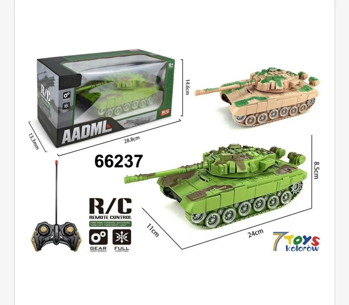 Sterowany czołg AADML R/C 24cm zielony kamuflaż 66237