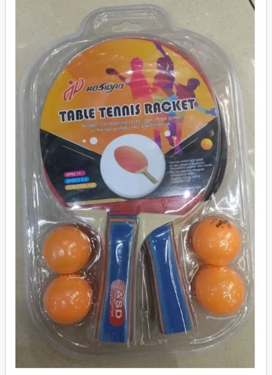 Zestaw Zabawki do Tenisa Stołowego Rosidan, 2 rakietki + 4 piłeczki