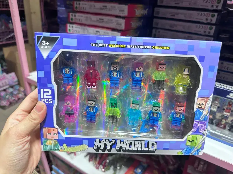 Figurki My World 12PCS - Zestaw Przezroczystych Postaci Pixel Art