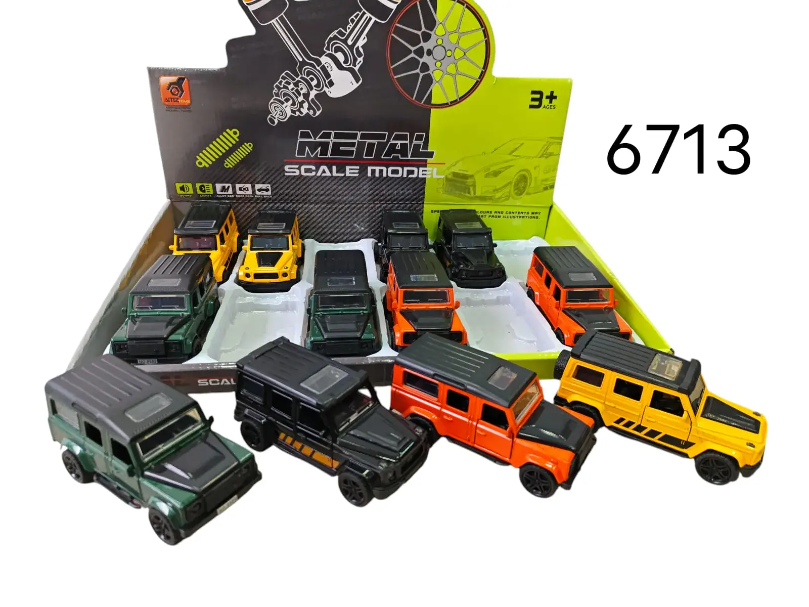 Metalowe modele samochodów terenowych 1:64, 12 szt