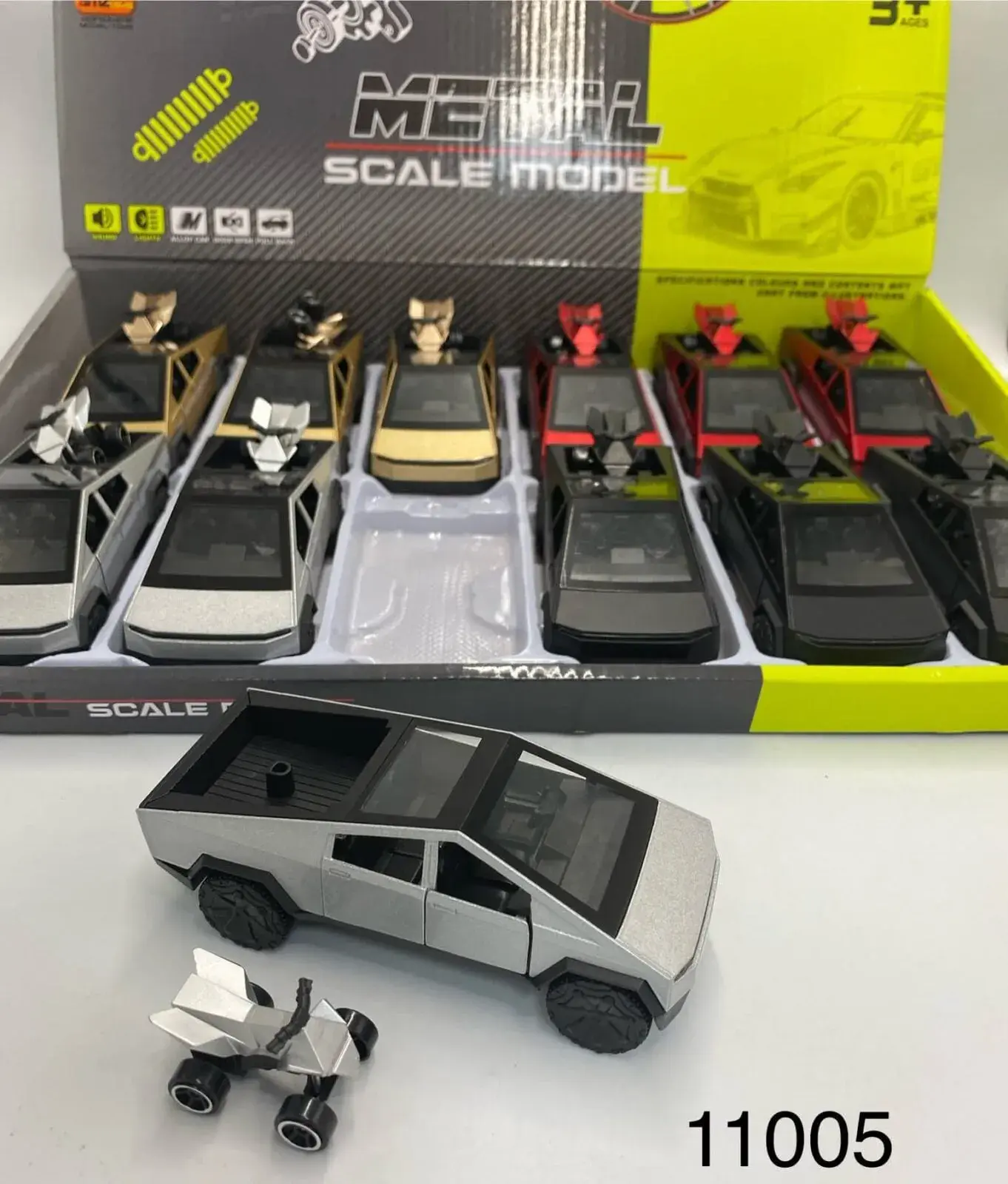 Metalowe modele scale Tesla Cybertruck i quad 11005