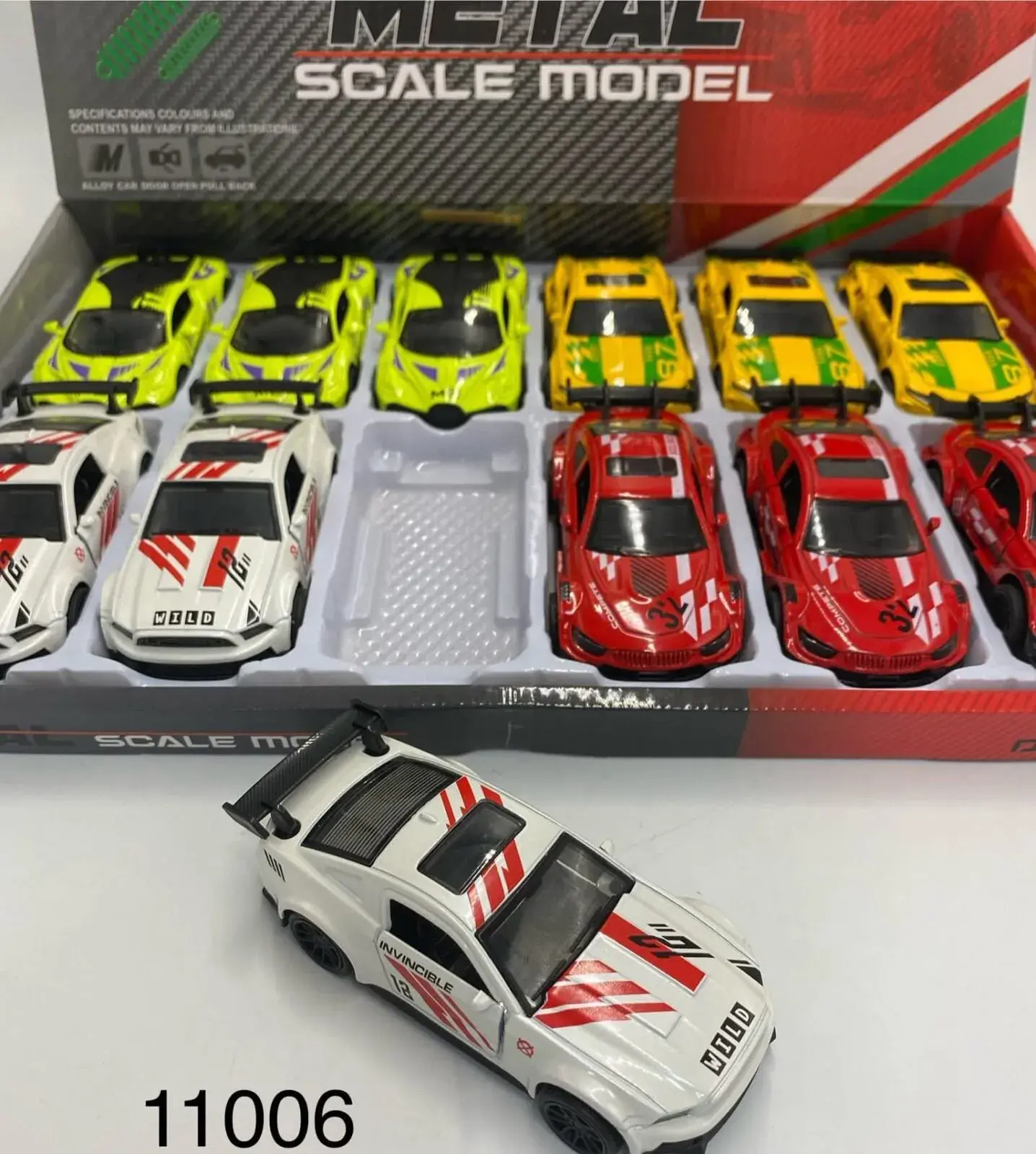 Metalowe modele samochodów scale 1:100, zestaw 12 szt