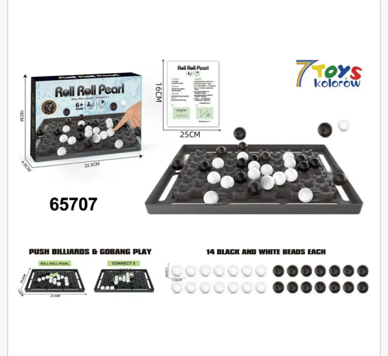Gra Logiczna Roll Roll Pearl 2w1 Push Billiards Gobang 25cm
