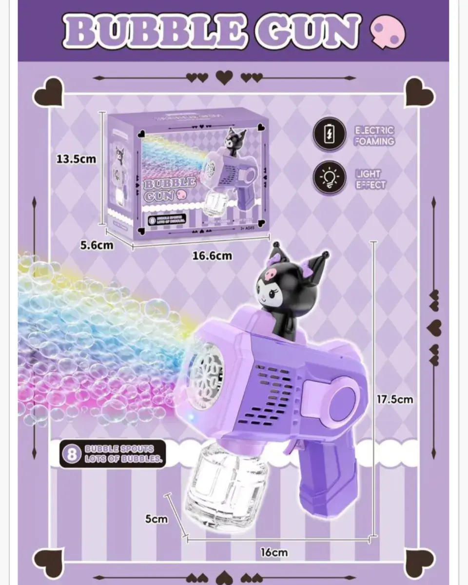 Pistolet do Baniek 17,5cm 8 Otworów Fioletowy z Światłem