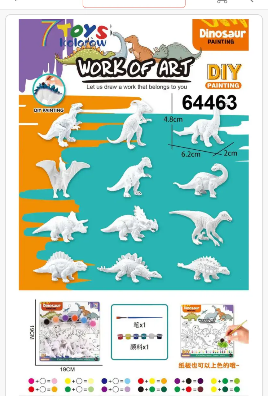 Zestaw do Malowania DIY Dinozaury 12 szt. Figurki z Farbami
