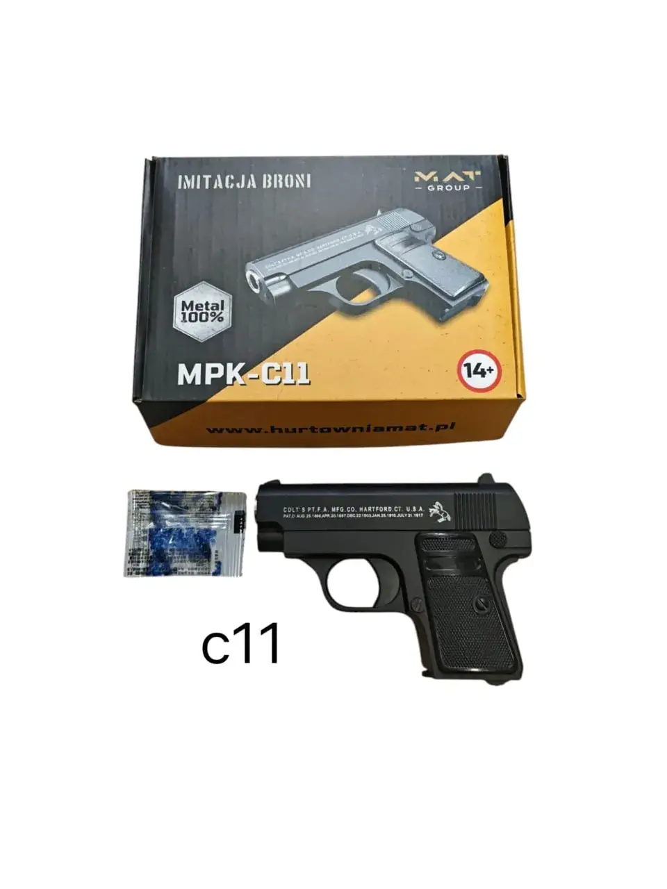 Pistolet Metalowy C11 Imitacja Broni MPK-C11 na Kulki 14+