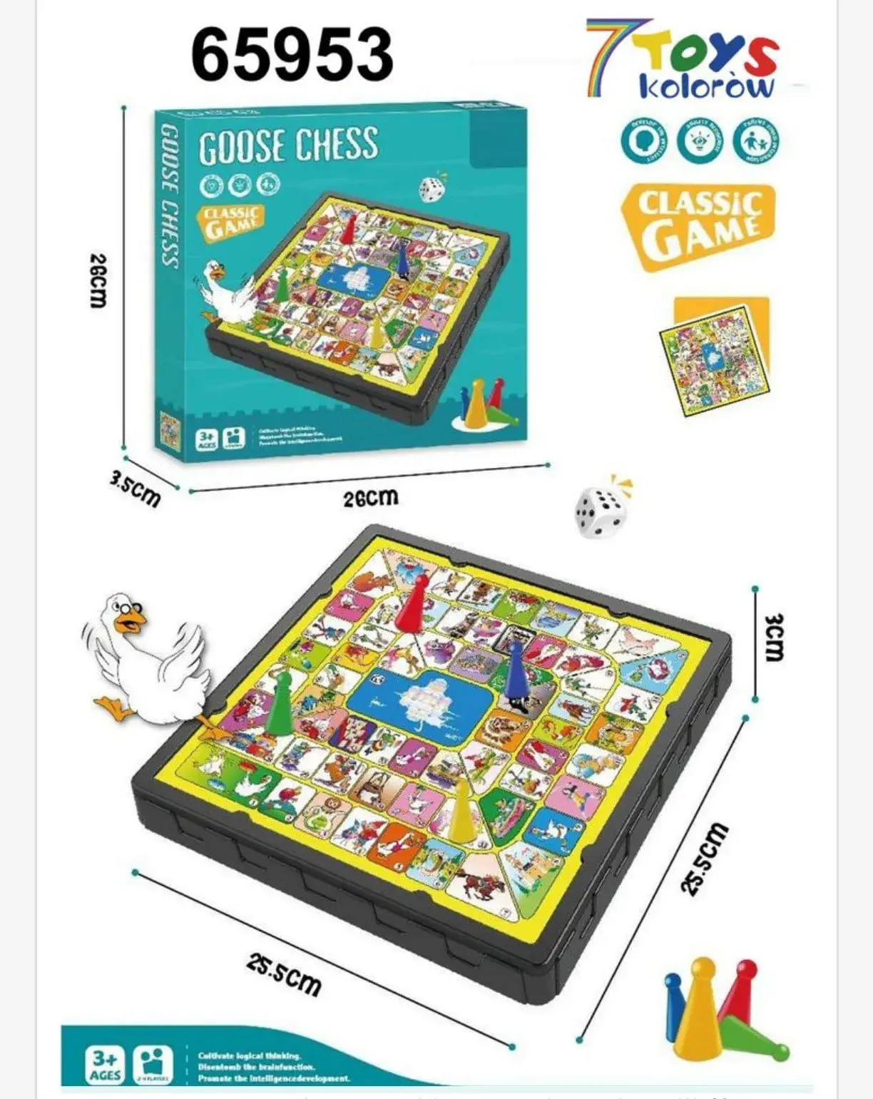 Zabawkowe Goose Chess - Klasyczna Gra Planszowa 26x26cm 7 Toys