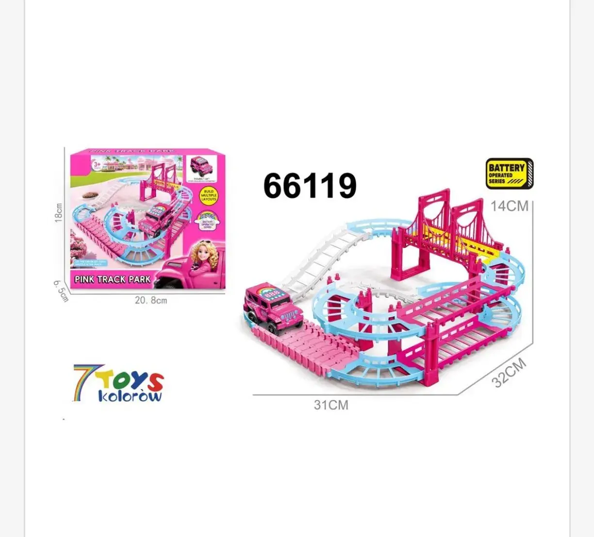 Ścieżka Elektryczna dla Dzieci Pink Track Park 38el. 31x32cm