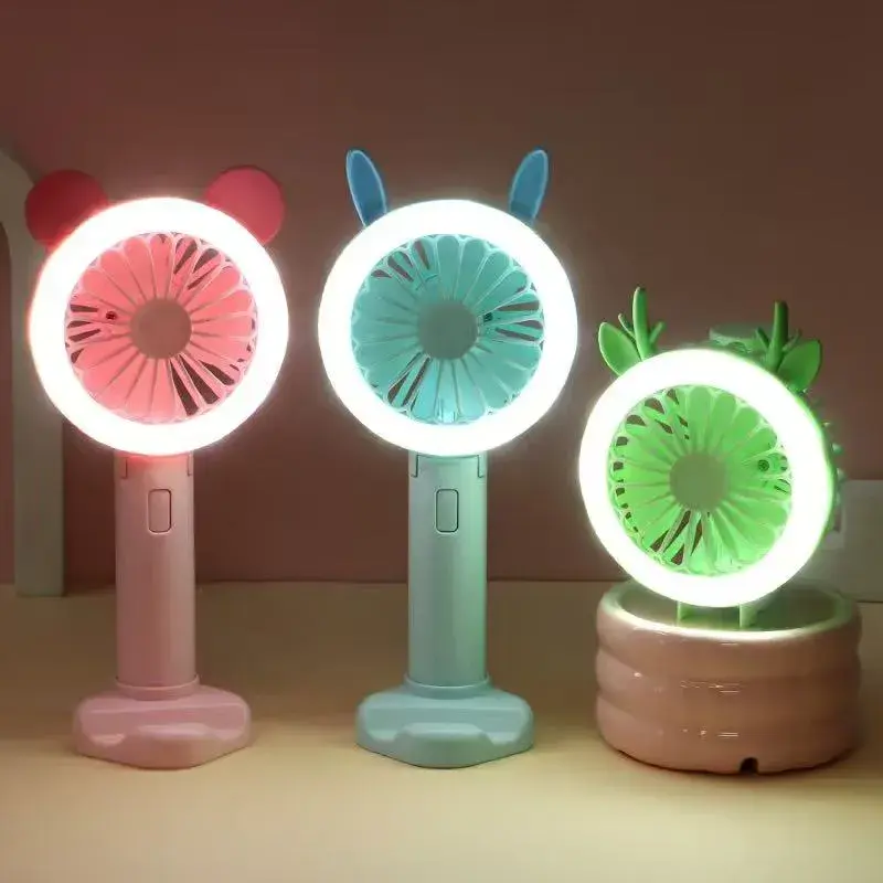 Mini Simple Hand Held Fan - Wiatraczek LED z uszami, Mix 12 szt.