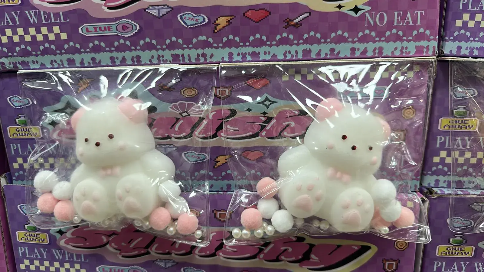 Zabawka Squishy Toys Biały Miś z Pomponami 16 szt
