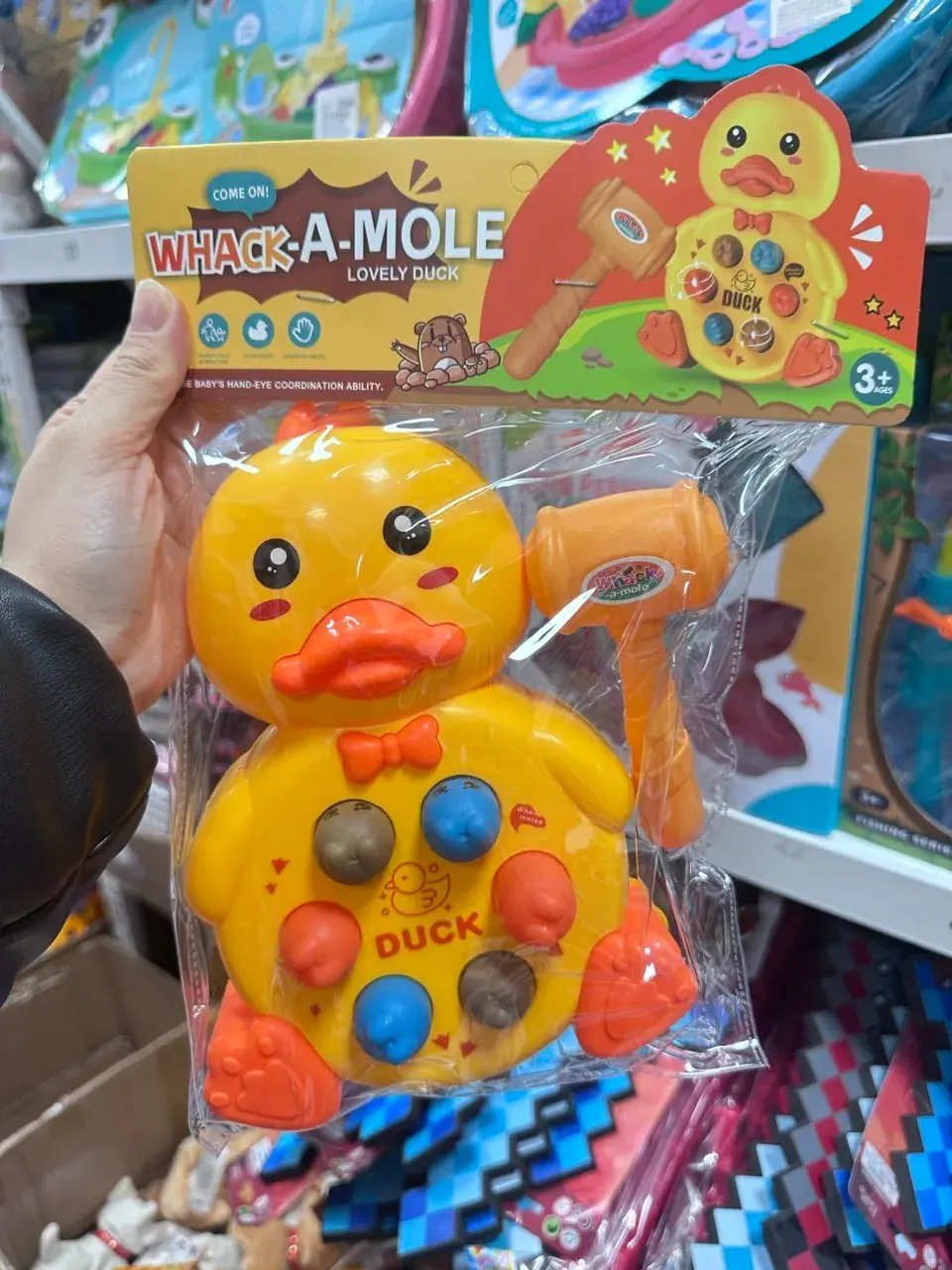 Gra zręcznościowa Whack A Mole Lovely Duck z młotkiem, 6 szt