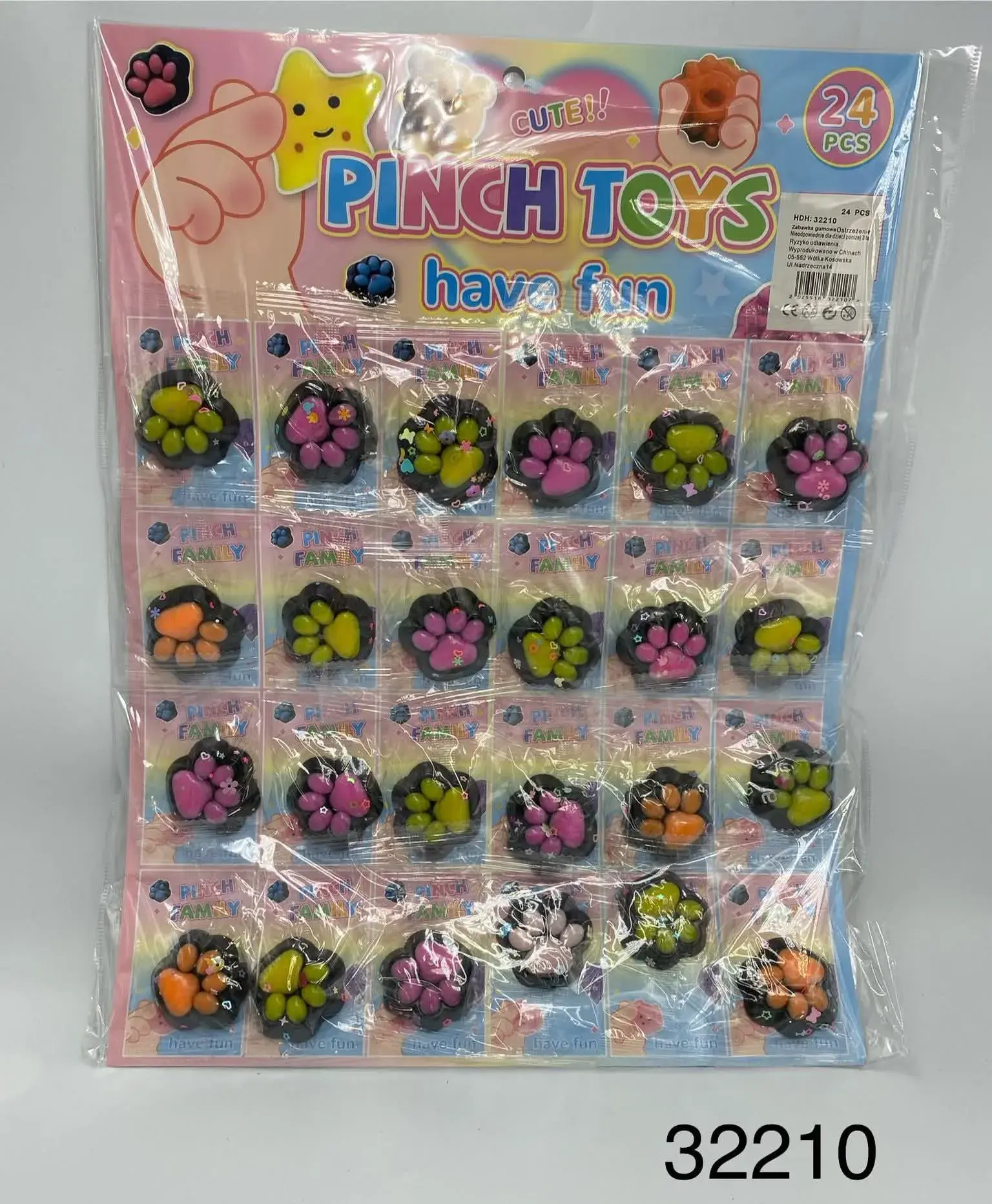 Zestaw Pinch Toys - Gumowe Gniotki Łapki, Display 24 szt.