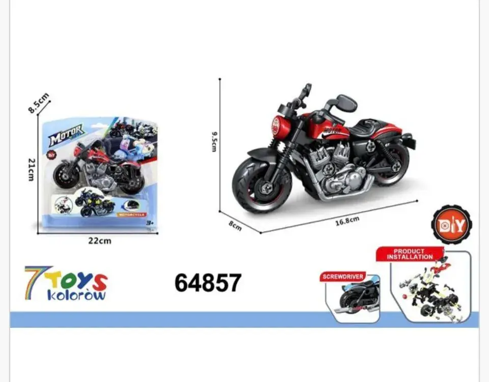 Zabawkowy Motocykl DIY 16.8cm ze śrubokrętem 7 TOYS