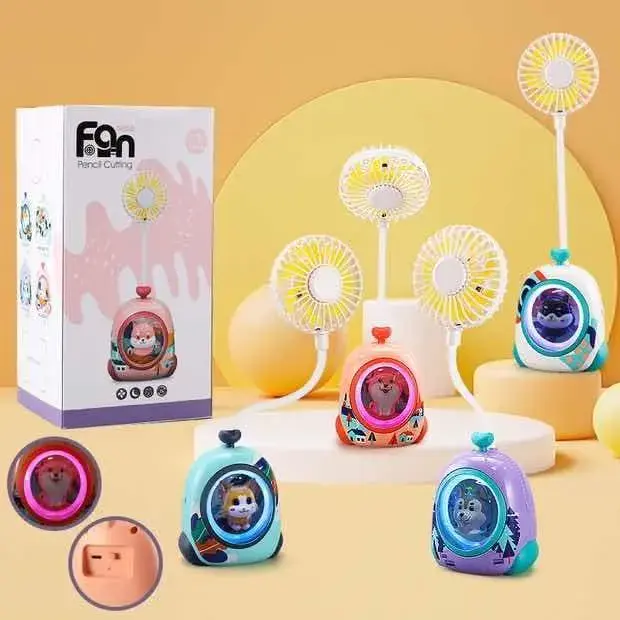 Mini Wentylator Fan Pencil Cutting z LED i USB, 6 szt. Mix