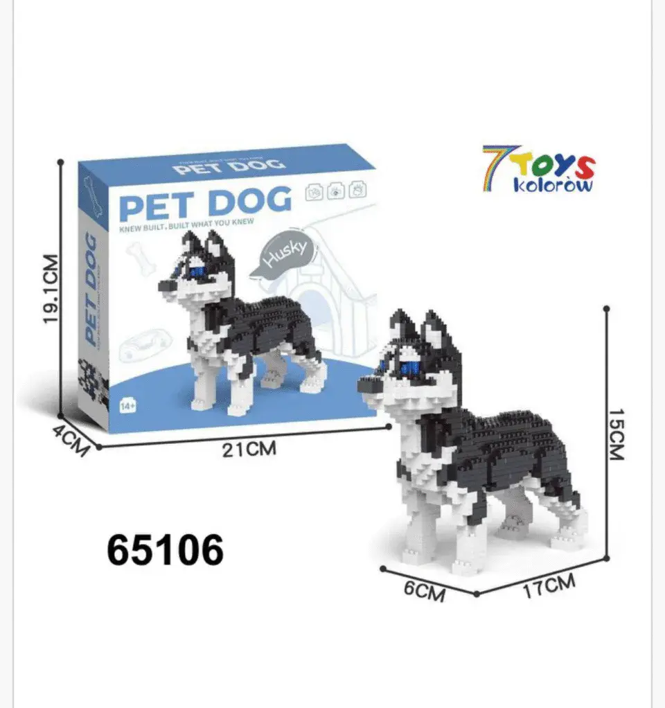 Zabawki Klocki Micro Blocks Pies Husky 15cm Model 65106