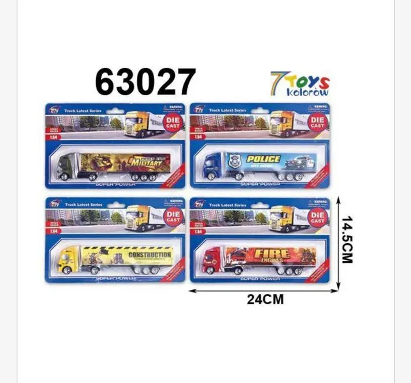Zestaw 4 modeli samochodów ciężarowych Die Cast 24x15 cm
