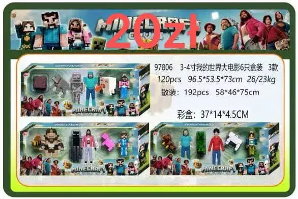 Figurki Minecraft Movie Zestaw 6 szt. - 37x14x4.5cm
