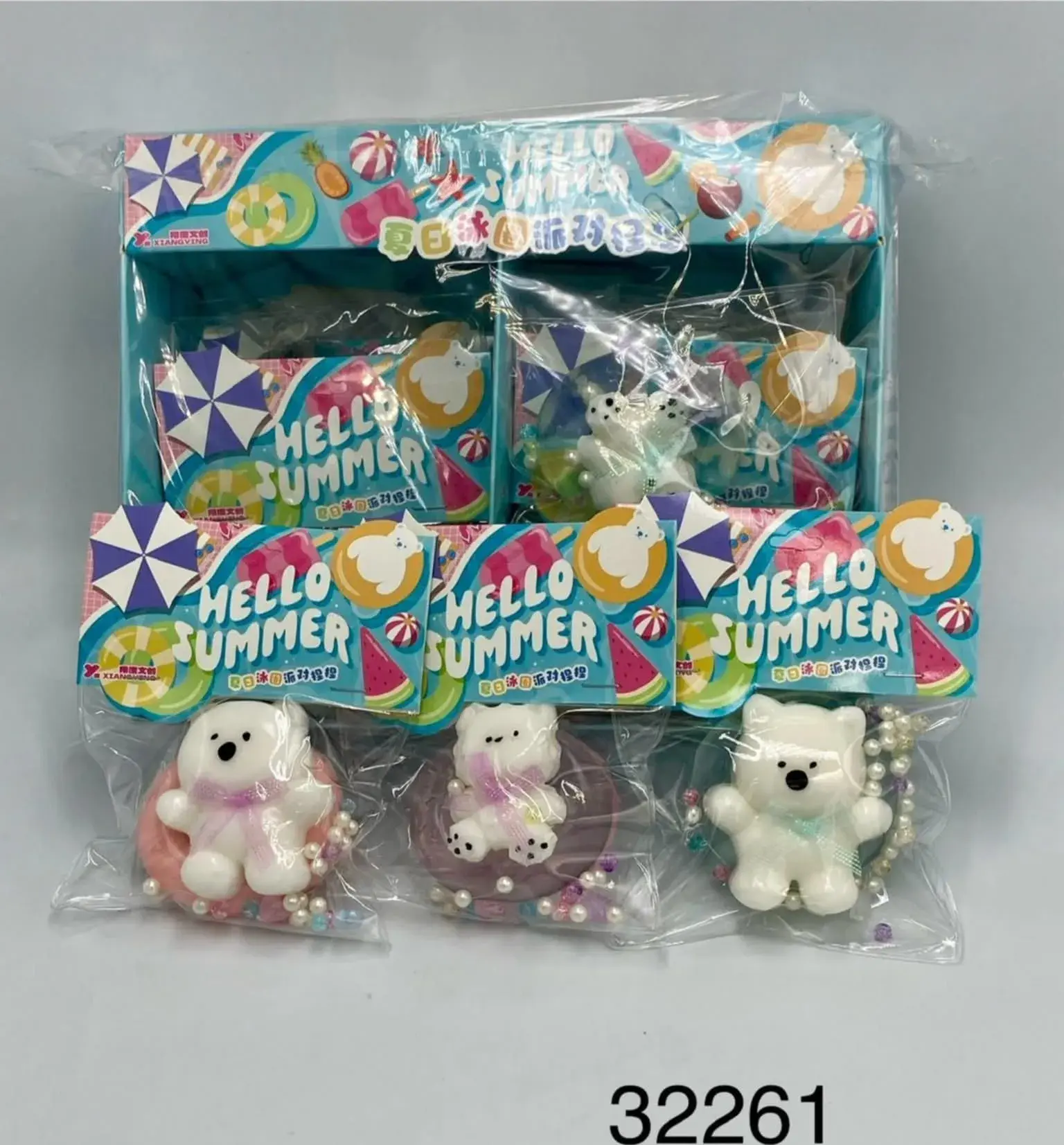 Zabawki Squeeze Hello Summer Gniotek Miś z Perełkami 12 szt.