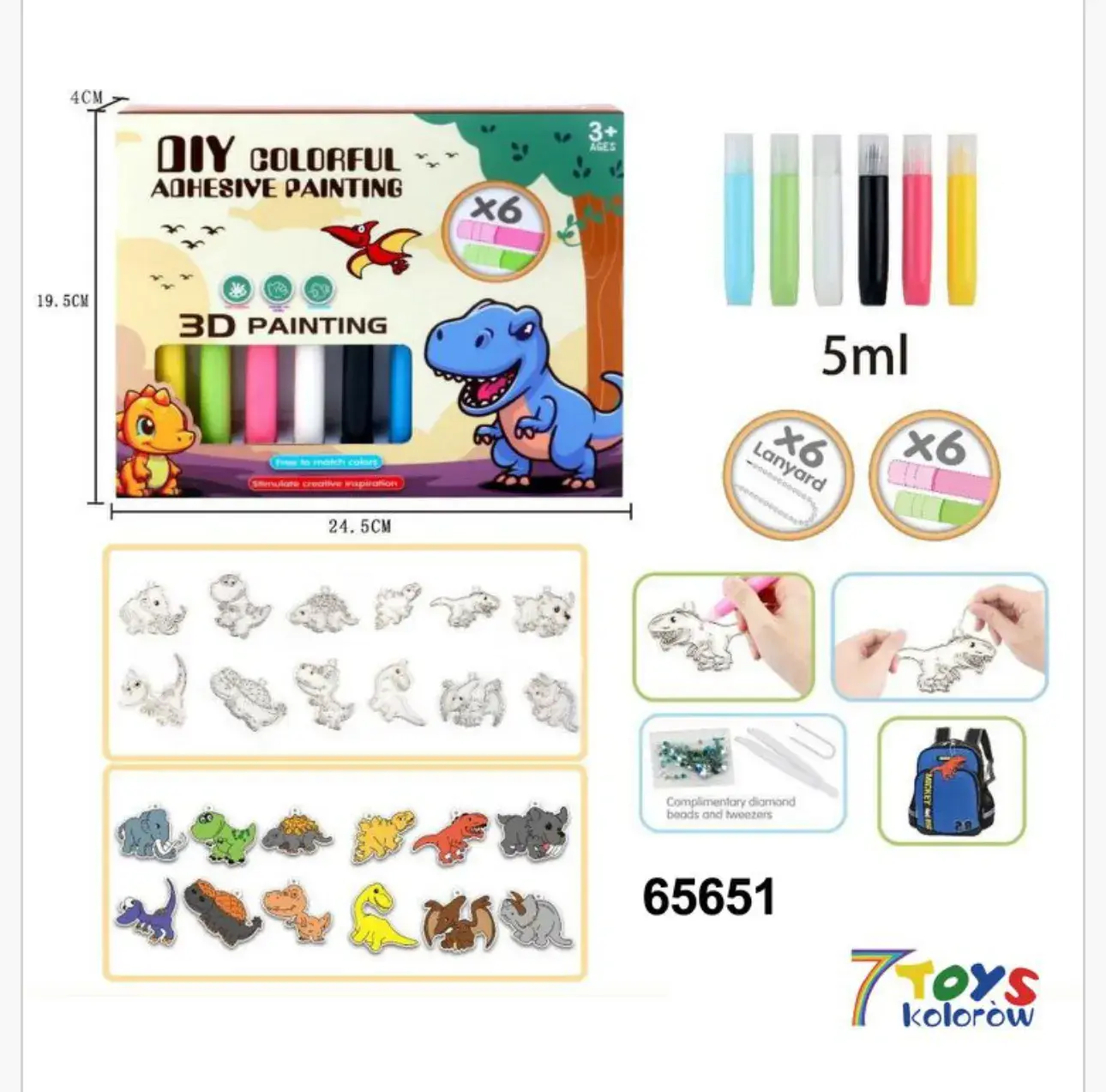 Plastelina Colorful Painting DIY Zestaw 3D Dinozaury 24,5cm 12szt