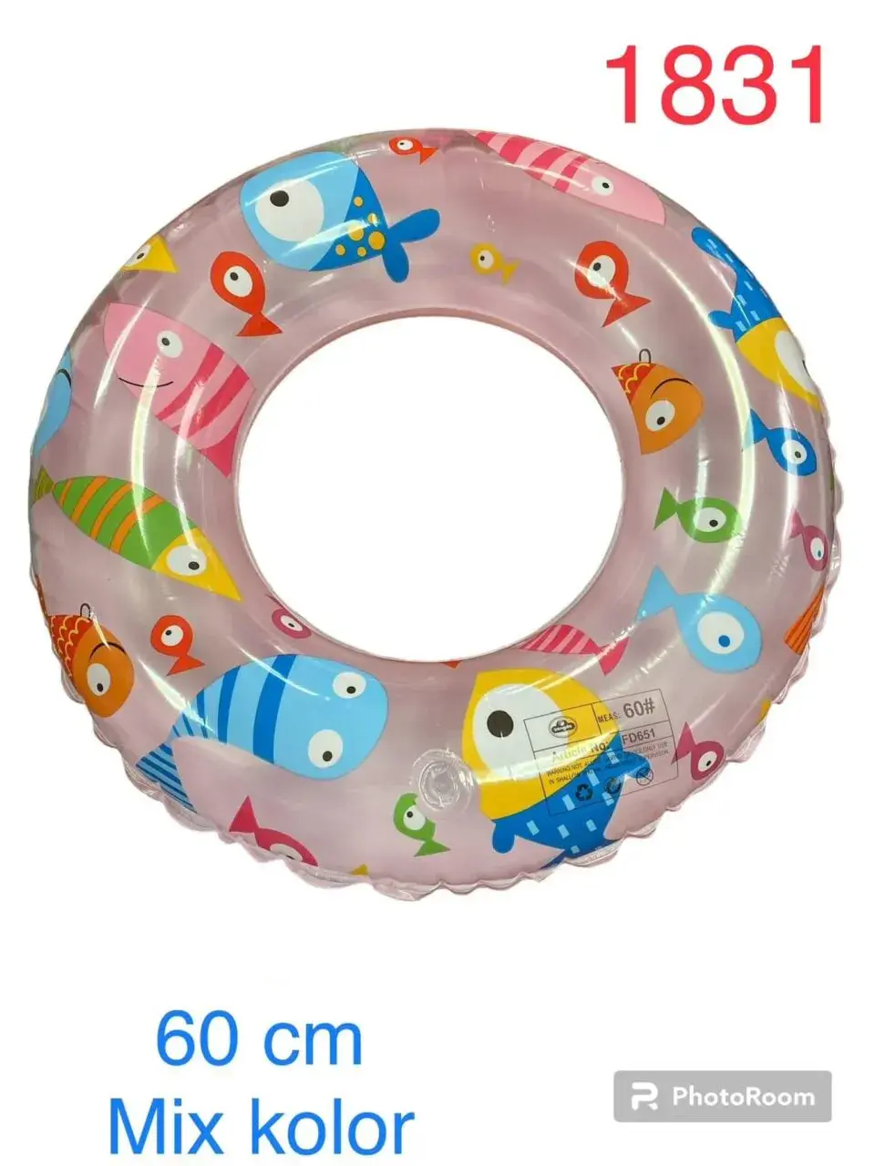 Koło dmuchane 60cm wzór rybki, mix kolorów