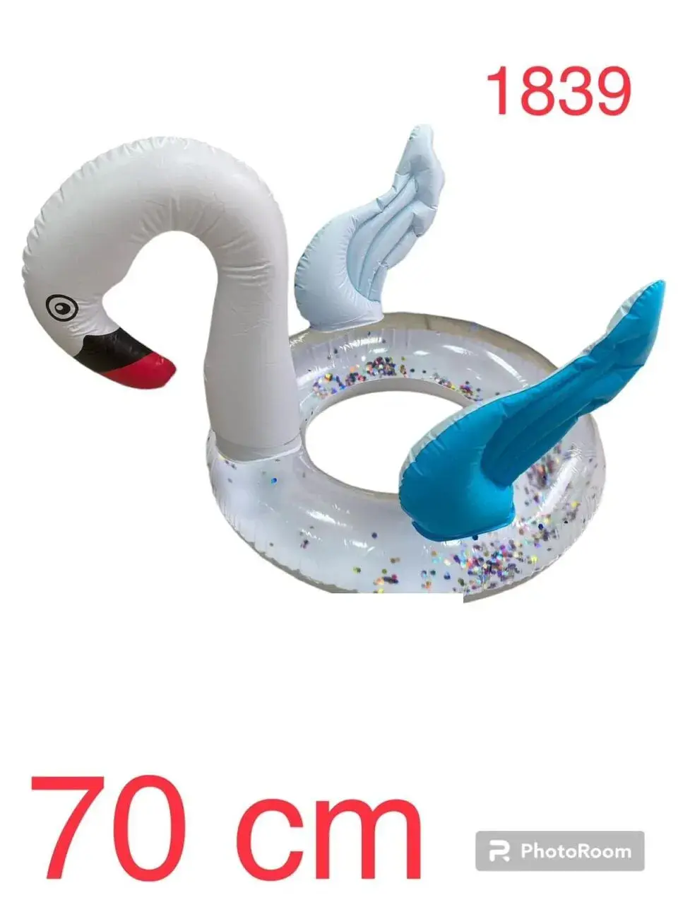 Koło dmuchane Łabędź z brokatem 70cm