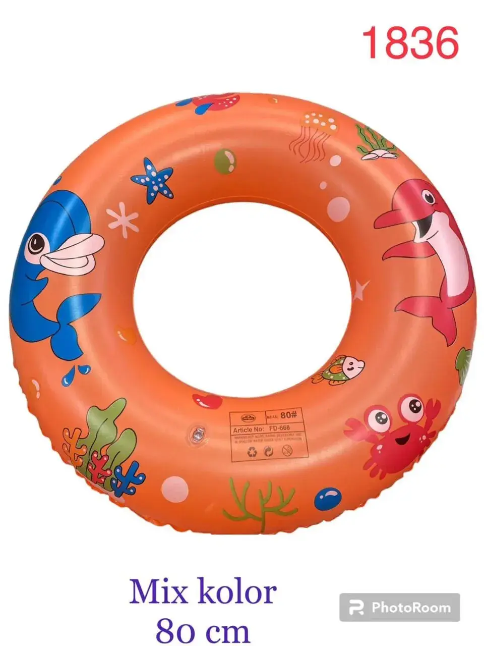 Koło Dmuchane 80cm - Wzór Morski Mix Kolorów