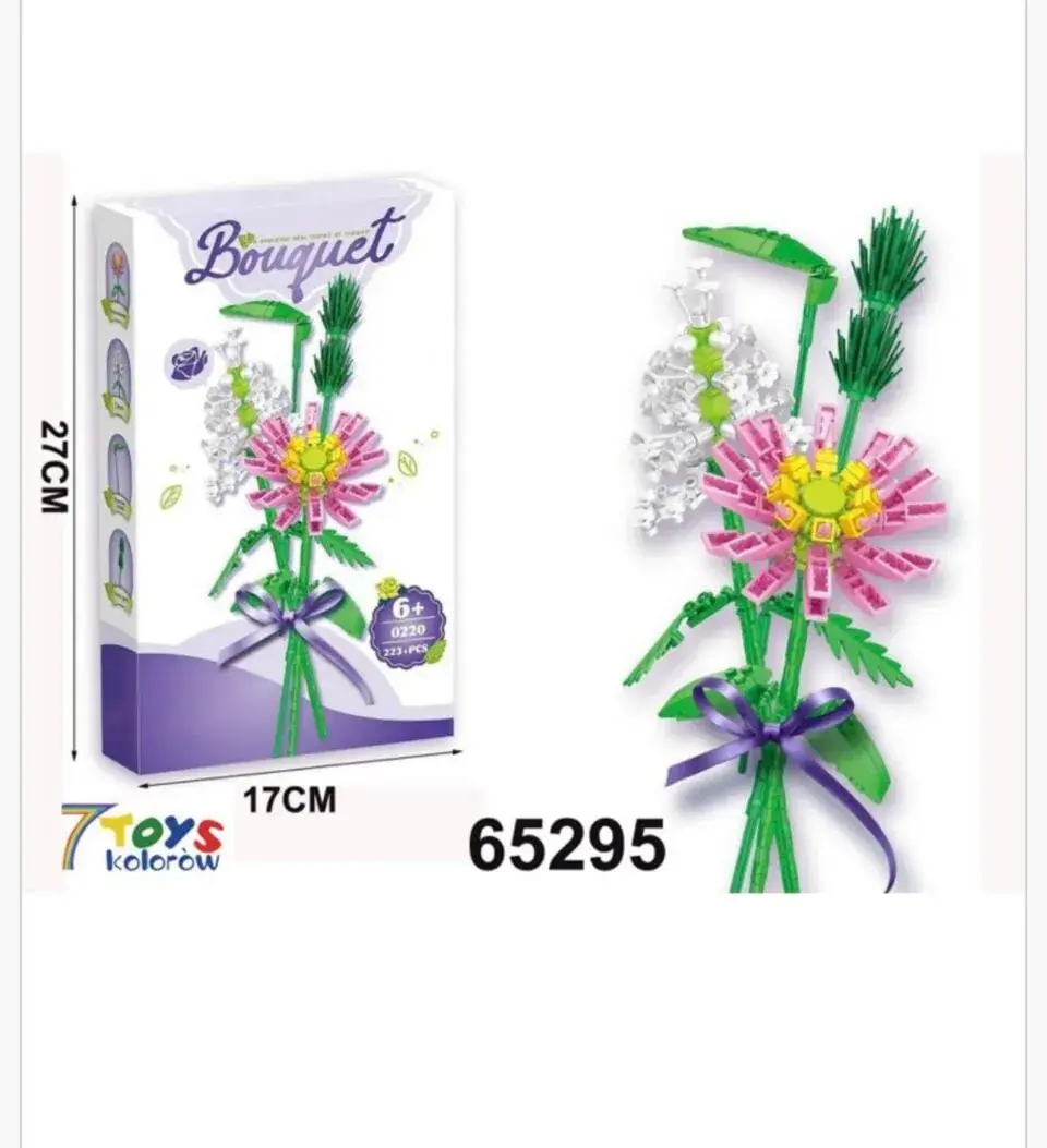Klocki Kwiaty Bukiet Różowy 223+PCS Zestaw Konstrukcyjny 27cm