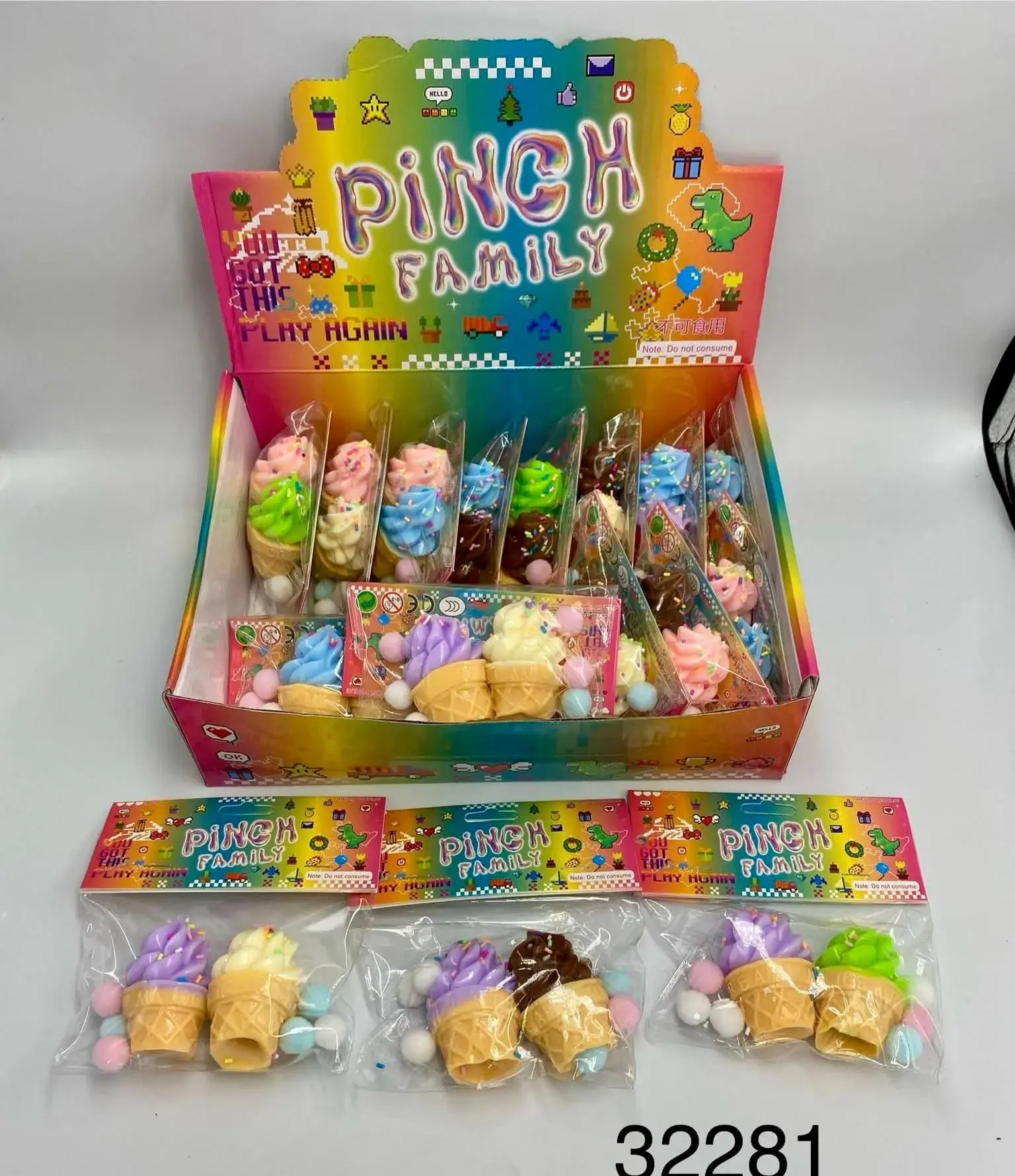 Zabawki Pinch Family Gniotki Lody 16 szt. - Zestaw Mini Zabawek
