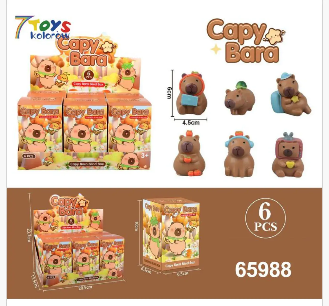 Pudełko Blind Box Figurki Capy Bara 6cm - 12 szt.
