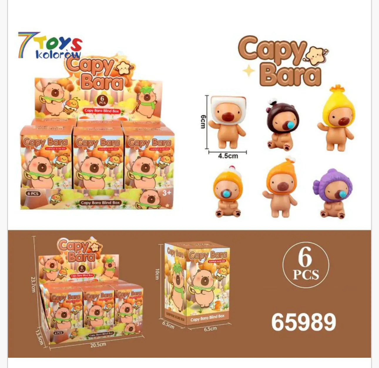 Pudełko Blind Box Figurki CapyBara 6cm - Zestaw 12 szt