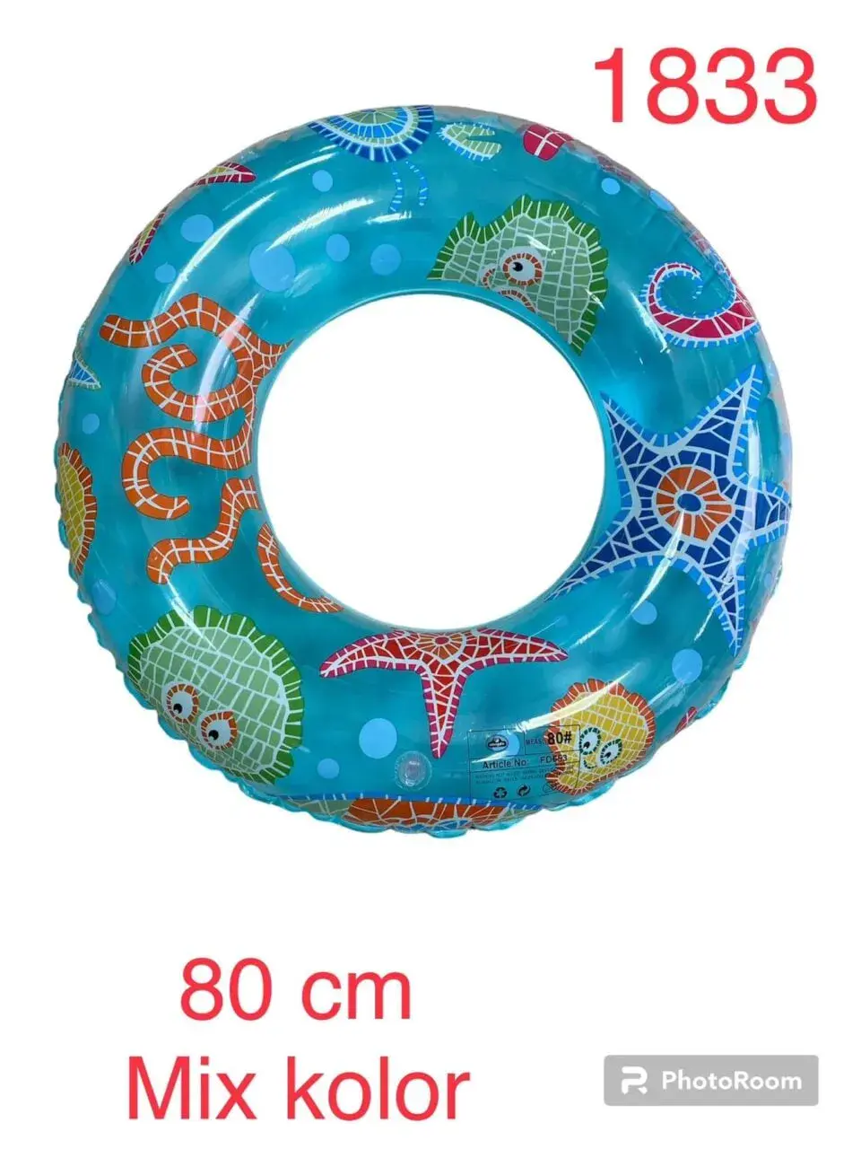 Koło dmuchane do pływania 80cm, wzór morski mozaika, mix kolorów