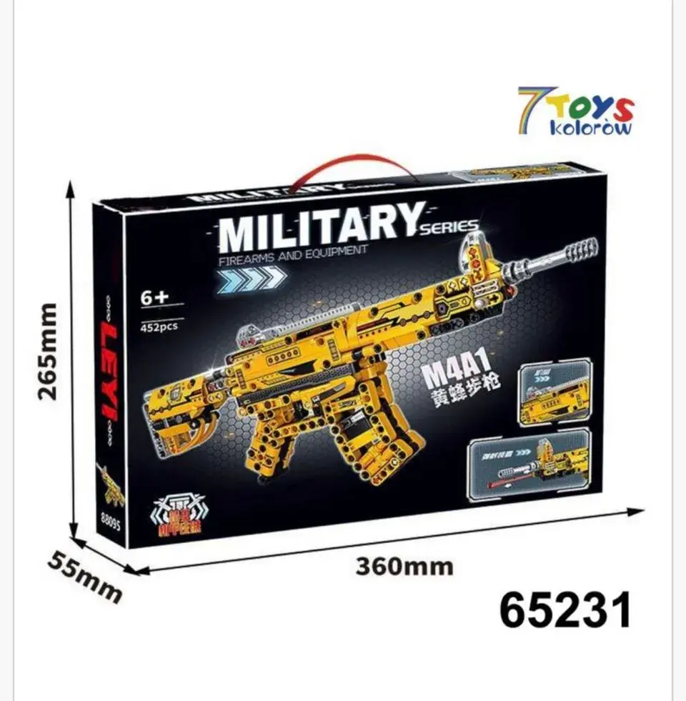 Klocki Pistolet Military M4A1 452PCS Żółty Karabin LEYI