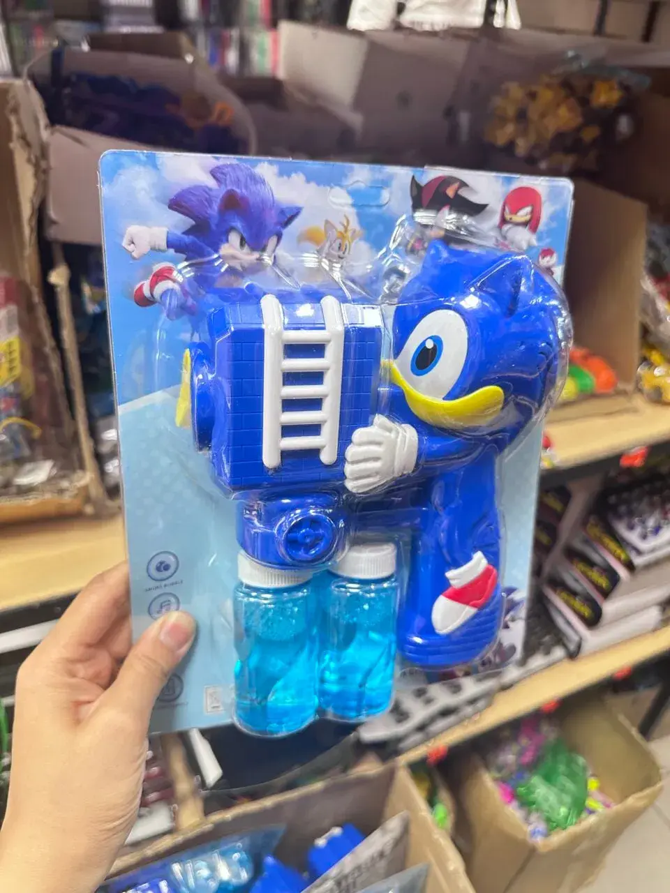 Pistolet do baniek mydlanych Sonic z płynem, 2 butelki, 6 szt.