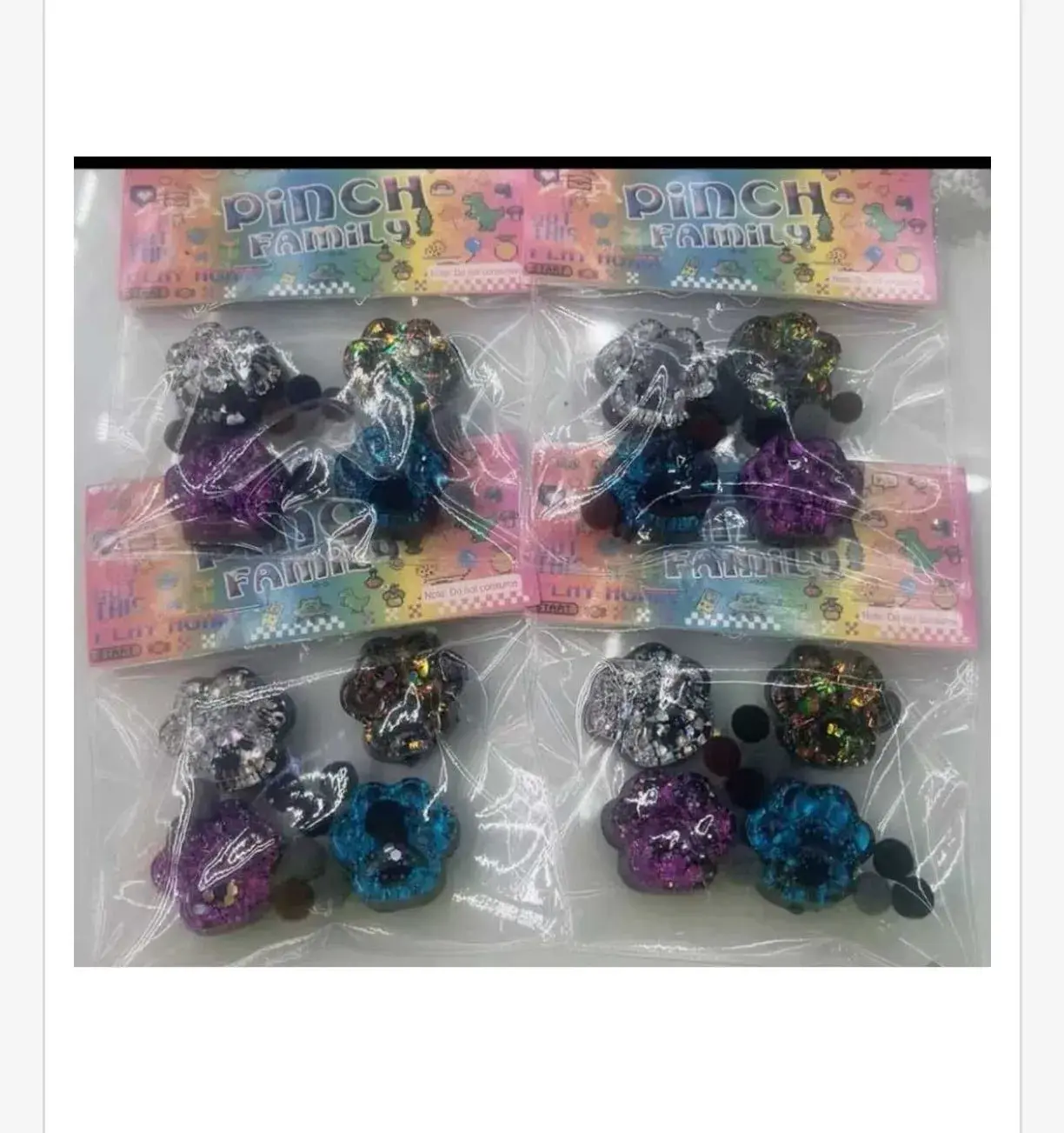 Zabawki Squeeze Toys Pinch Family Łapki z Brokatem 16 szt.