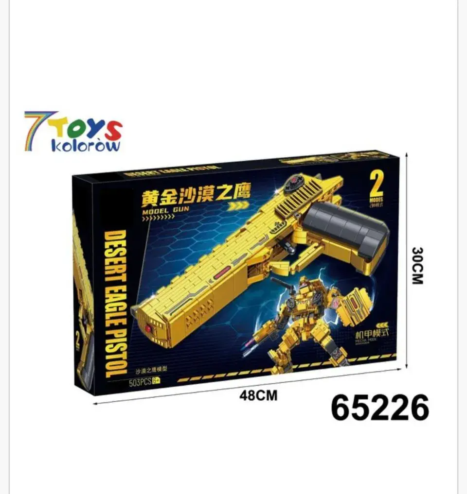 Klocki Pistolet Desert Eagle Model Gun 503PCS Złoty 2w1 Robot