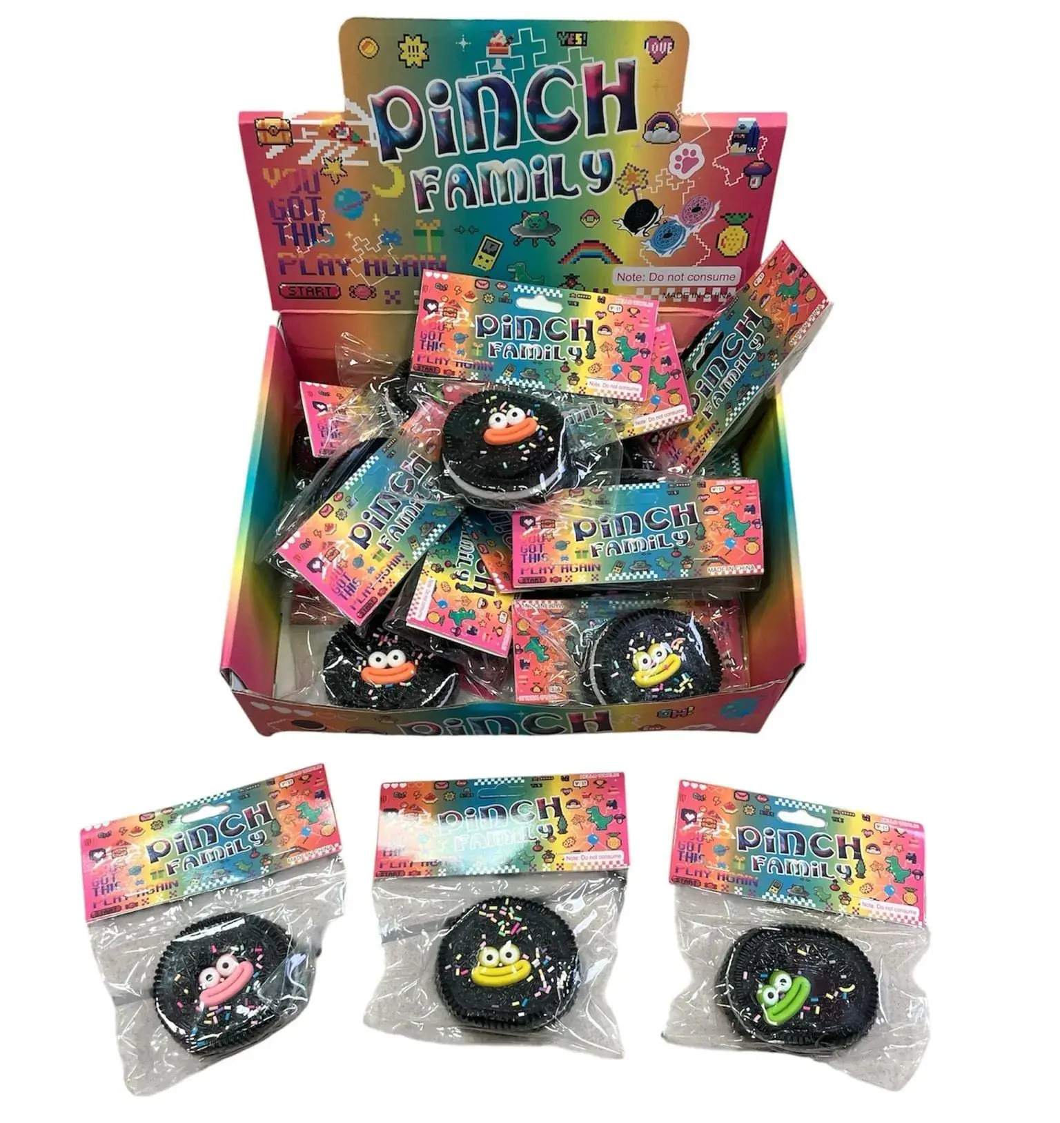 Zabawki Squeeze Pinch Family Gniotek Ciastko z Buzią 16 szt.