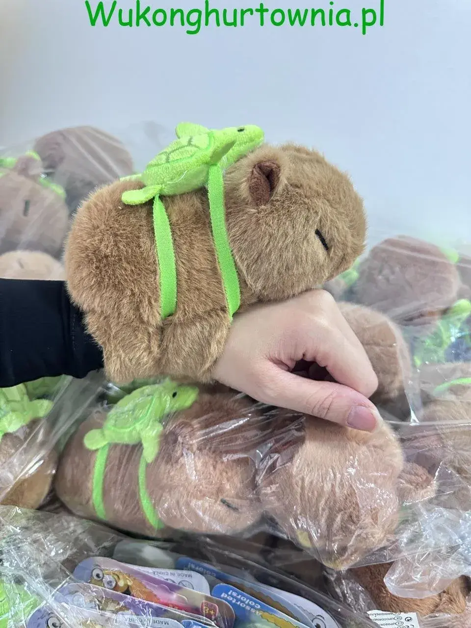 Maskotka na Rękę Kapibara z Zielonym Żółwiem Pluszowa