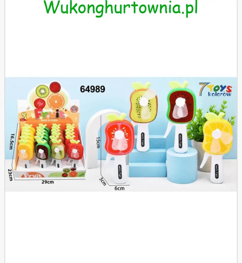 Mini Wiatrak Ręczny Owocowy 15cm - Manualny, Mix Wzorów 24 szt.