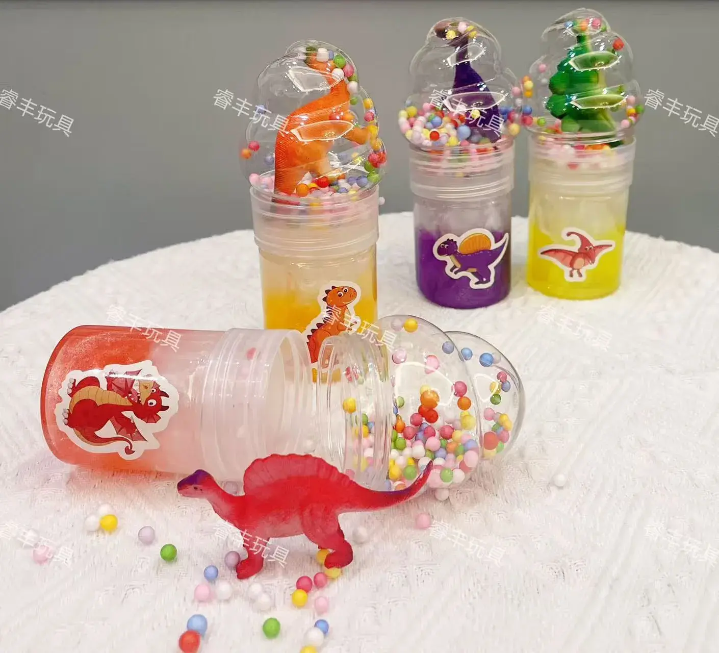 Slime Dinosaur z figurką i kuleczkami styropianowymi 12 szt.