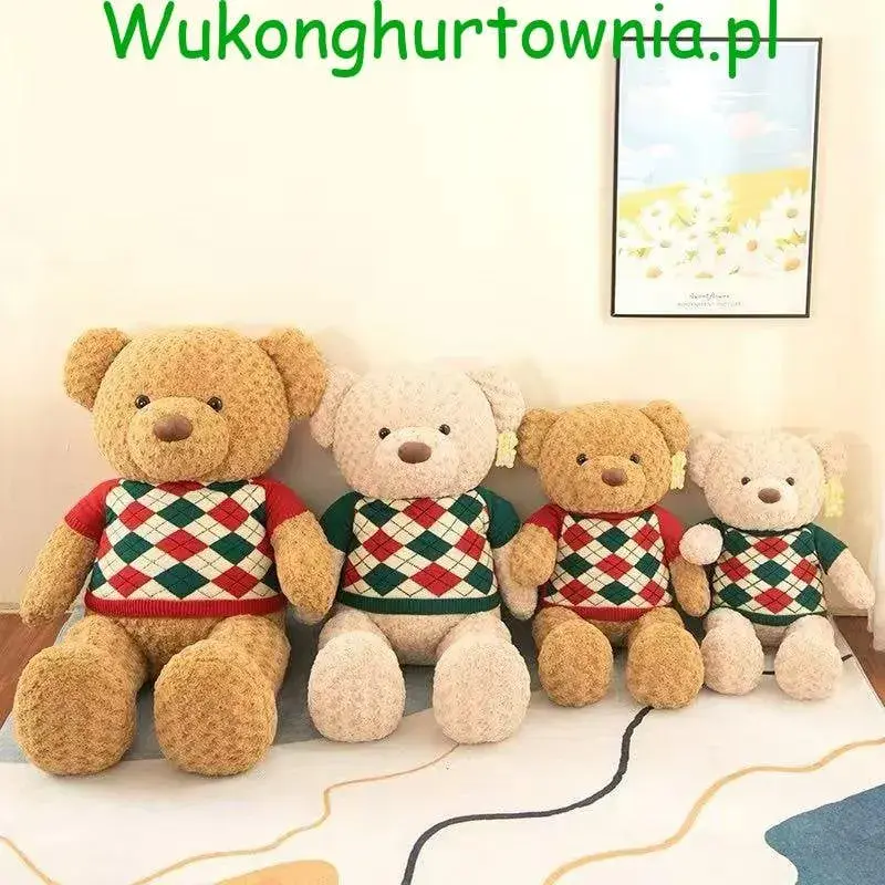 Maskotka Pluszowa Miś 120cm w Swetrze w Romb Zielony