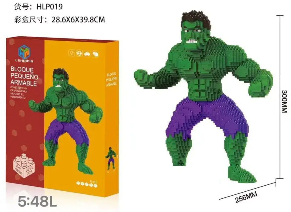 Klocki Hulk Figurka 30cm 3278 el. Mikroklocki LEHUIPIN HLP019