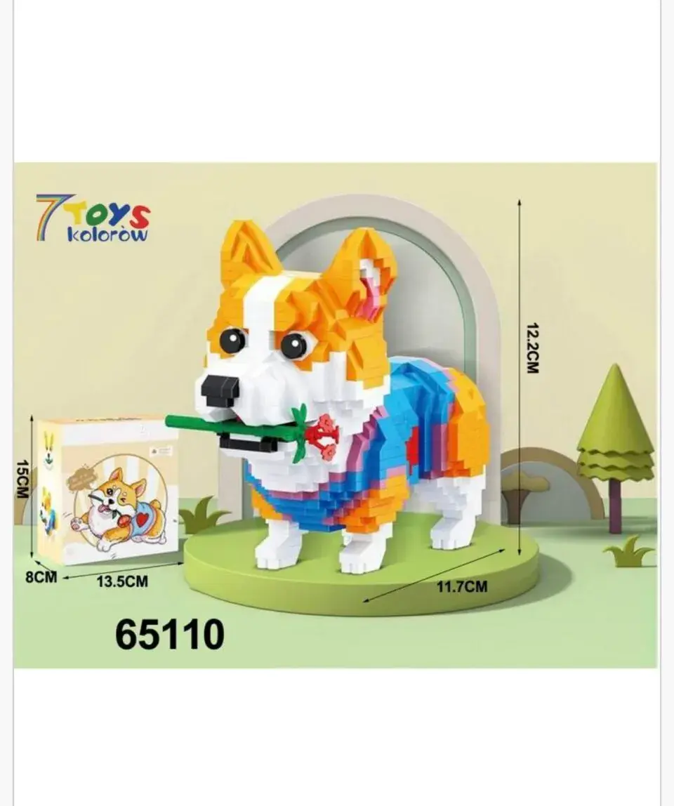 Klocki 997PCS Pies Corgi z Kwiatkiem 7 TOYS